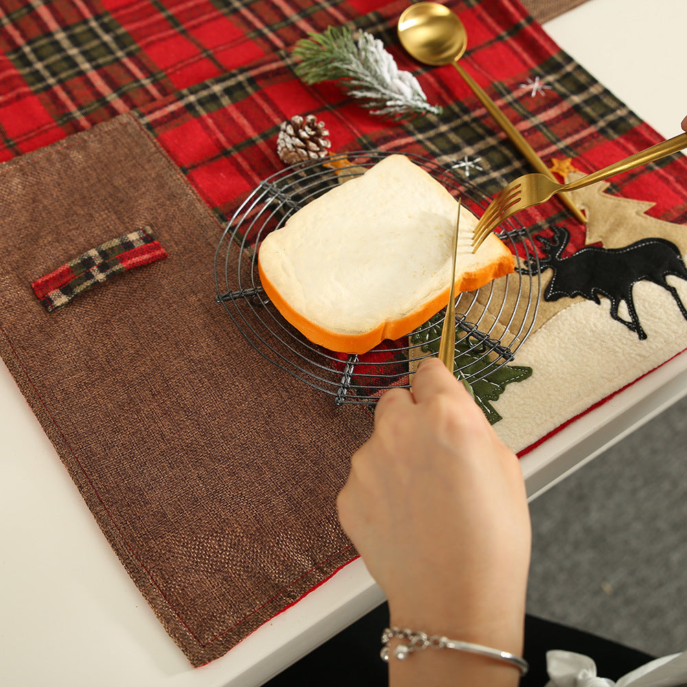 HKM-733203 Embroidered Latticed Cloth Table Mat for Home Decor - 44cm x 33cm Size