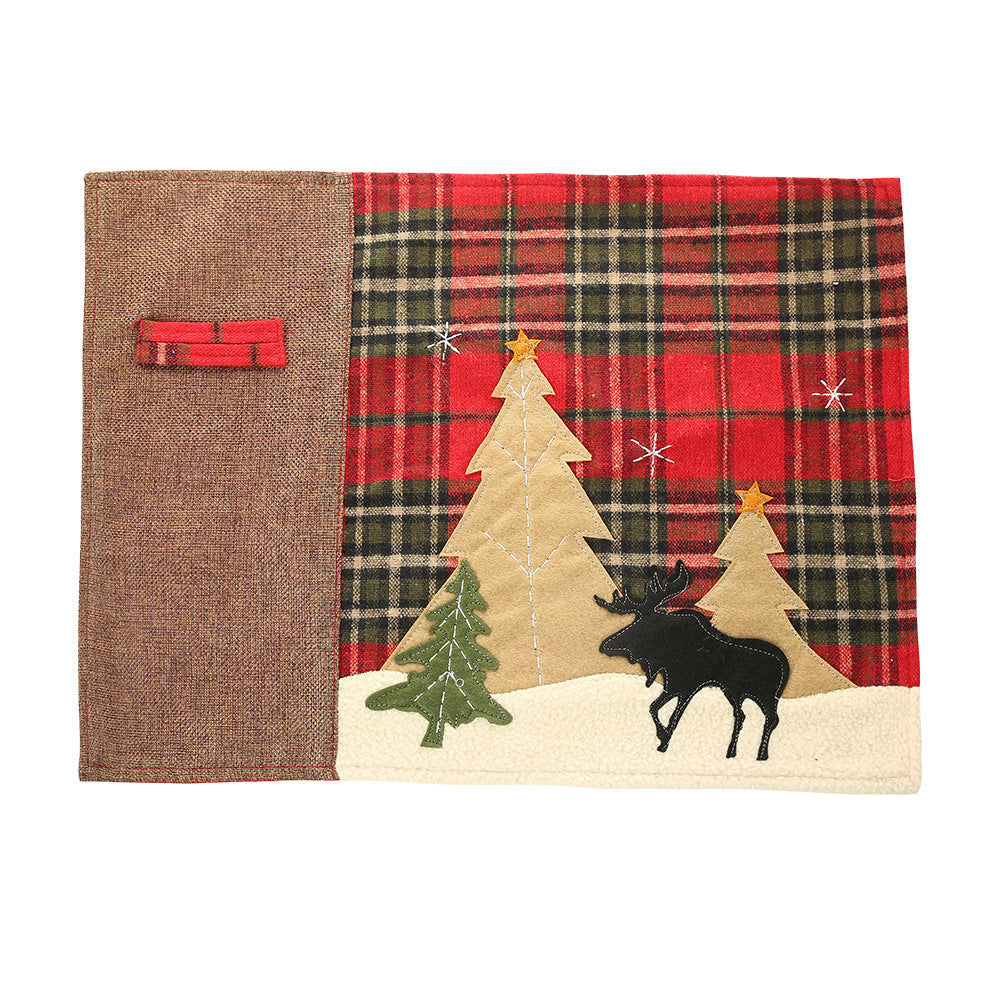 HKM-733203 Embroidered Latticed Cloth Table Mat for Home Decor - 44cm x 33cm Size