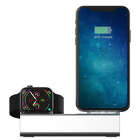 HKM-733267 Three-in-One Adjustable Aluminum Alloy Charging Stand for iPhone, AirPods, and Apple Watch