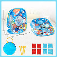 HKM-733459 Portable 2-in-1 Bean Bag Toss and Catch Game for Kids, Ideal Outdoor Fun Activity