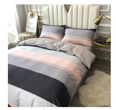 HKM-733523 Cotton Geometric Pattern 4-Piece Bedding Set for 1.8m Bed 200x230 cm