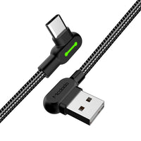 HKM-733587 Braided Double Elbow Charging Cable - 2.0A Current, Black TPE & Aluminum Alloy Interface