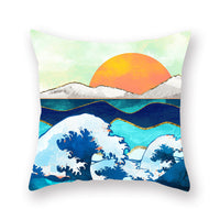 HKM-733587 Super Soft Peach Skin Pillowcase in Modern Landscape Design, 45x45 cm, 100% Polyester