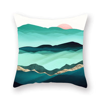 HKM-733587 Super Soft Peach Skin Pillowcase in Modern Landscape Design, 45x45 cm, 100% Polyester