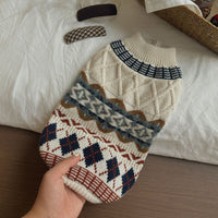 HKM-733779 Twisted Vintage Rhombus Sweater for Dogs - Autumn & Winter Pet Clothing