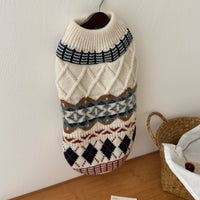 HKM-733779 Twisted Vintage Rhombus Sweater for Dogs - Autumn & Winter Pet Clothing