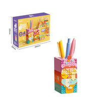 HKM-733843 Building Block Set for Kids - DIY Pen Storage Puzzle Table, 50 Pieces, Modern Theme