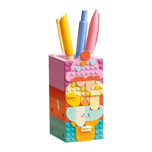 Building Block Set for Kids - DIY Pen Storage Puzzle Table, 50 Pieces, Modern Theme
