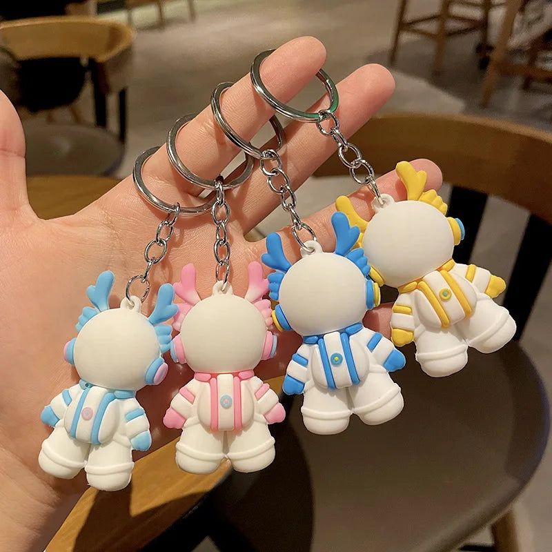 HKM-734035 Space Dragon Astronaut Keychain - Cute PVC Bag Charm Accessory for Kids and Adults