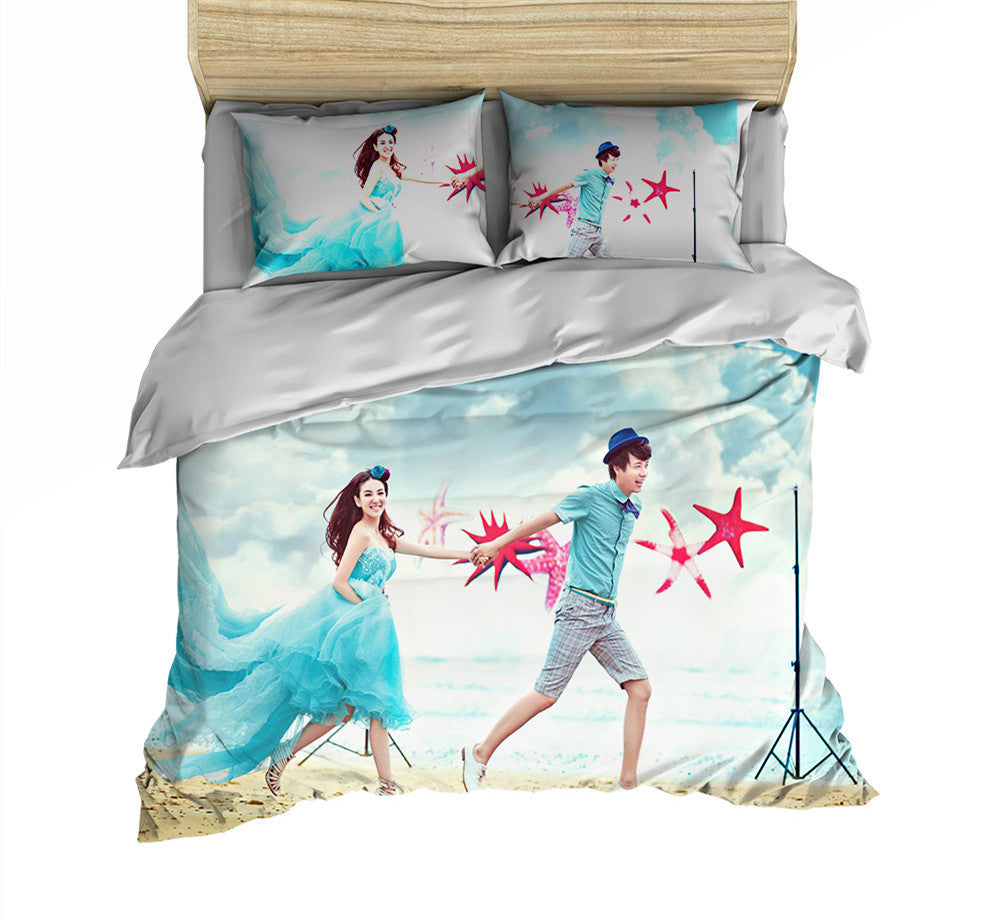 HKM-734035 Three-Piece Cartoon Bedding Set for 1.35m Bed - Digital Print Polyester Fabric