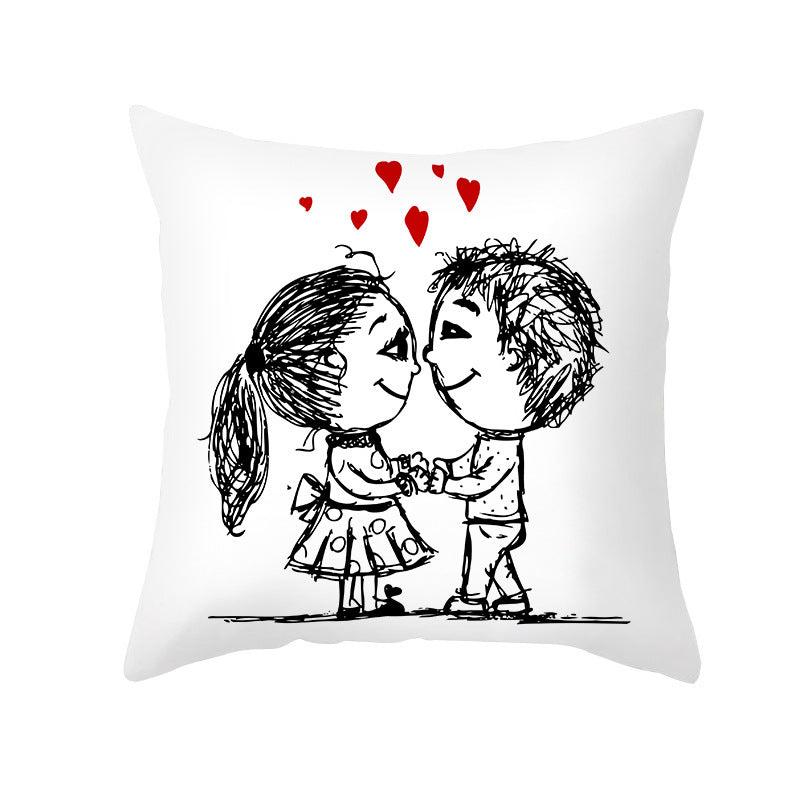 HKM-734035 Valentine's Day Modern Peach Skin Throw Pillow Cover - 45x45cm, Soft & Comfortable