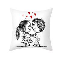 HKM-734035 Valentine's Day Modern Peach Skin Throw Pillow Cover - 45x45cm, Soft & Comfortable