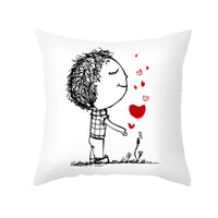 HKM-734035 Valentine's Day Modern Peach Skin Throw Pillow Cover - 45x45cm, Soft & Comfortable