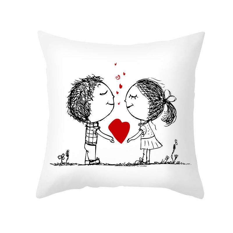 HKM-734035 Valentine's Day Modern Peach Skin Throw Pillow Cover - 45x45cm, Soft & Comfortable