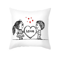 HKM-734035 Valentine's Day Modern Peach Skin Throw Pillow Cover - 45x45cm, Soft & Comfortable