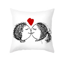 HKM-734035 Valentine's Day Modern Peach Skin Throw Pillow Cover - 45x45cm, Soft & Comfortable