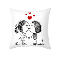 HKM-734035 Valentine's Day Modern Peach Skin Throw Pillow Cover - 45x45cm, Soft & Comfortable