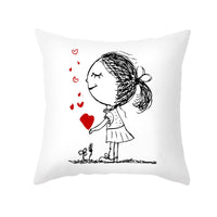 HKM-734035 Valentine's Day Modern Peach Skin Throw Pillow Cover - 45x45cm, Soft & Comfortable