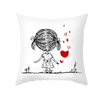 HKM-734035 Valentine's Day Modern Peach Skin Throw Pillow Cover - 45x45cm, Soft & Comfortable