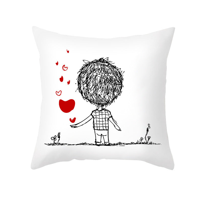 HKM-734035 Valentine's Day Modern Peach Skin Throw Pillow Cover - 45x45cm, Soft & Comfortable
