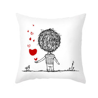 HKM-734035 Valentine's Day Modern Peach Skin Throw Pillow Cover - 45x45cm, Soft & Comfortable
