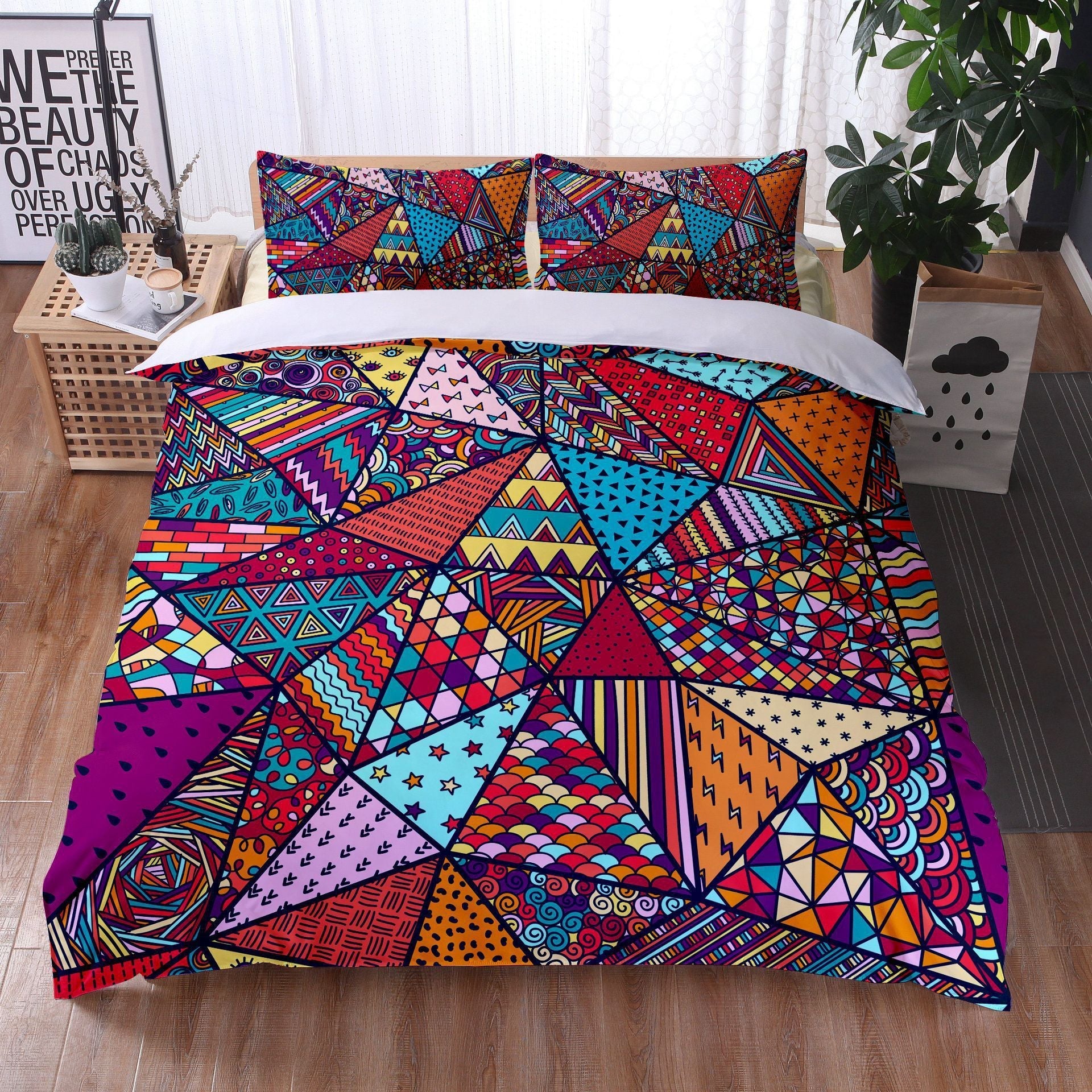 HKM-734355 Mandala Quilt Cover Set with Pillowcases - Digital Printing, Modern Design, Multiple Sizes Available