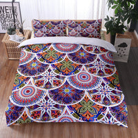 HKM-734355 Mandala Quilt Cover Set with Pillowcases - Digital Printing, Modern Design, Multiple Sizes Available