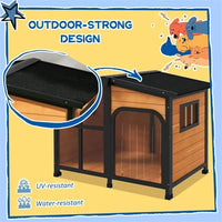 HKM-734355 Weatherproof Large Dog House with Openable Roof and Door Flap – Suitable for Dogs Up to 66 lbs