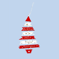 HKM-734483 Colorful Wooden Christmas Tree String Pendant Decoration - 21.5x12cm