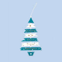HKM-734483 Colorful Wooden Christmas Tree String Pendant Decoration - 21.5x12cm
