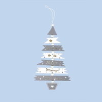 HKM-734483 Colorful Wooden Christmas Tree String Pendant Decoration - 21.5x12cm