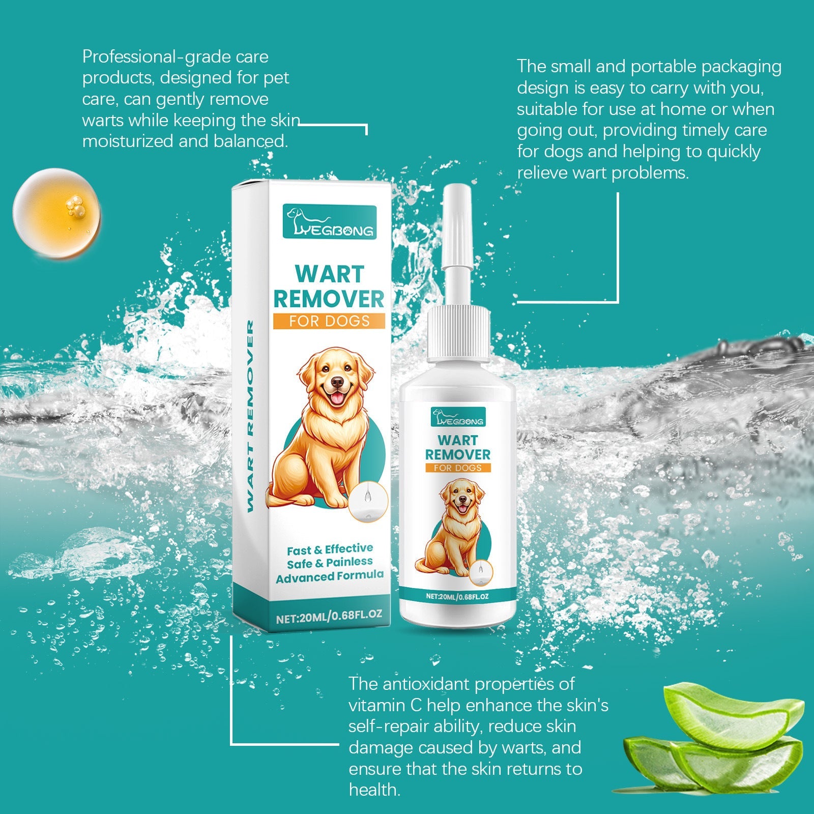 HKM-734547 Mild Cleaning Liquid for Dogs - Daily Skin Care with Vitamin C and E, 100ml