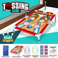 HKM-734611 2-in-1 DIY Bowling and Ring Toss Game for Kids - Outdoor Play Toy Set