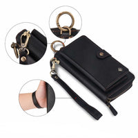 HKM-734611 Multi-Function Zipper Wallet Phone Case for Galaxy Note8 - Imitation Leather in Black, Brown, Red, Rose Gold