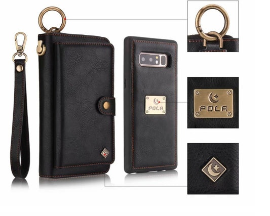 HKM-734611 Multi-Function Zipper Wallet Phone Case for Galaxy Note8 - Imitation Leather in Black, Brown, Red, Rose Gold