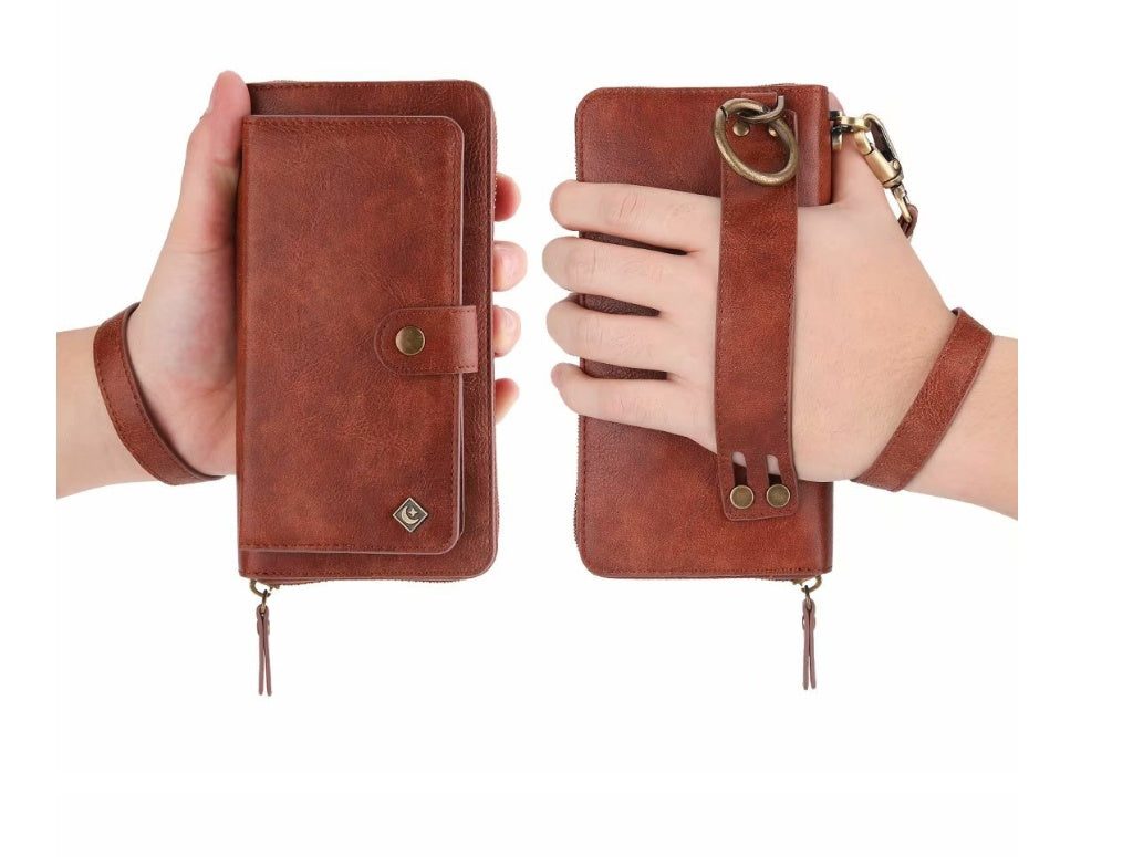 HKM-734611 Multi-Function Zipper Wallet Phone Case for Galaxy Note8 - Imitation Leather in Black, Brown, Red, Rose Gold