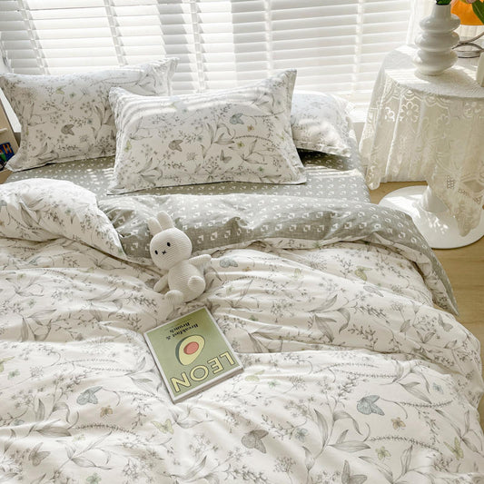 HKM-734675 Floral Pattern Pure Cotton Four-Piece Bedding Set in Multiple Sizes