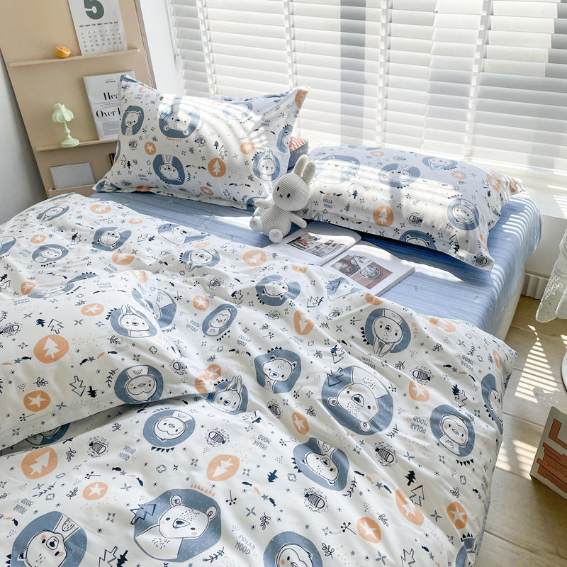 HKM-734675 Floral Pattern Pure Cotton Four-Piece Bedding Set in Multiple Sizes