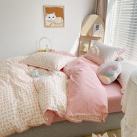 HKM-734675 Floral Pattern Pure Cotton Four-Piece Bedding Set in Multiple Sizes