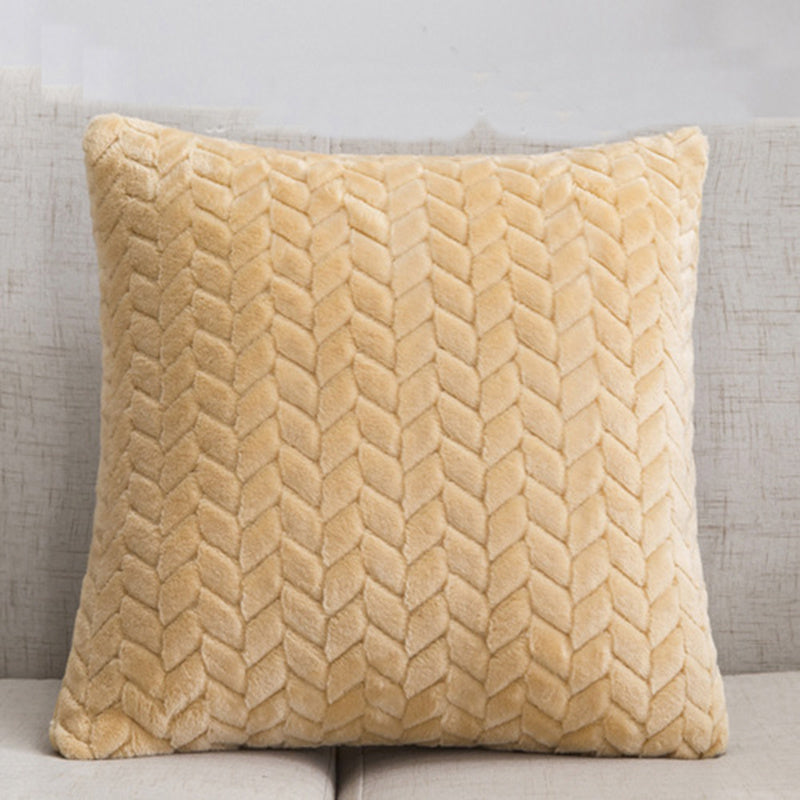 HKM-734739 Plush Solid Color Flannel Cushion Cover 45x45cm Nordic Style Sofa Pillow Case