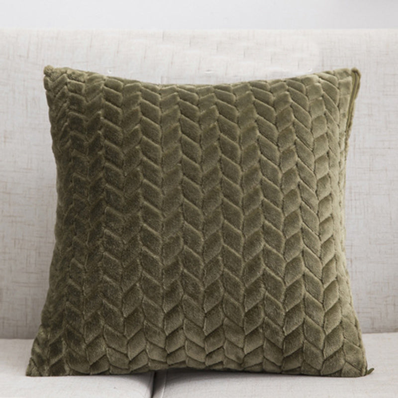 HKM-734739 Plush Solid Color Flannel Cushion Cover 45x45cm Nordic Style Sofa Pillow Case