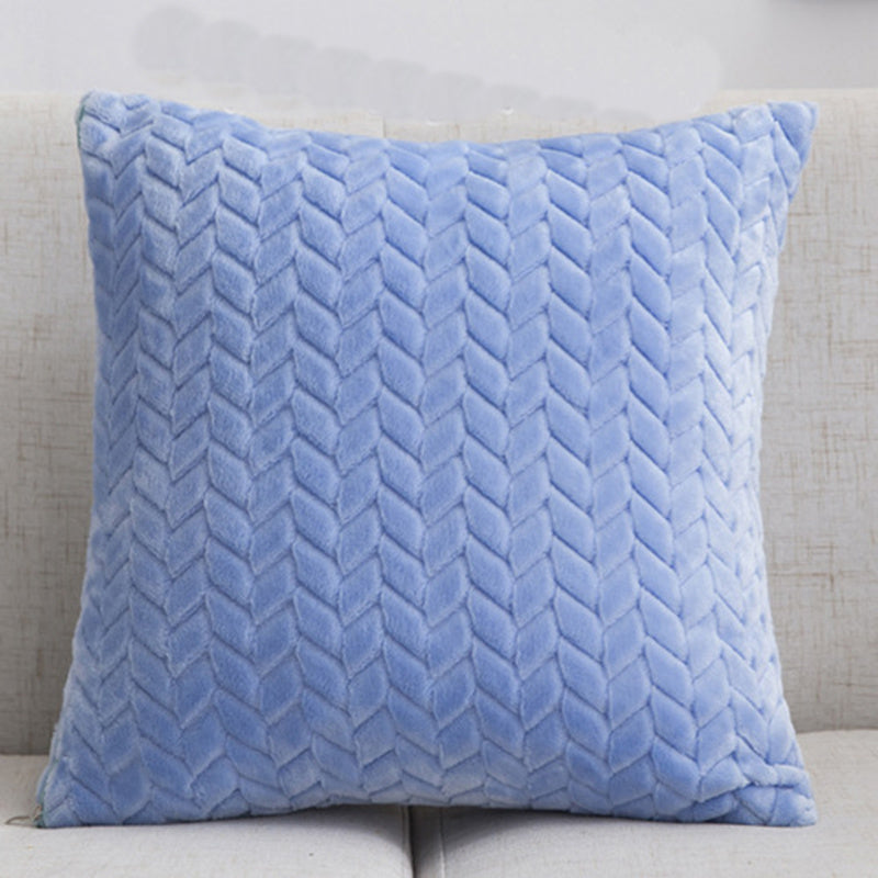 HKM-734739 Plush Solid Color Flannel Cushion Cover 45x45cm Nordic Style Sofa Pillow Case