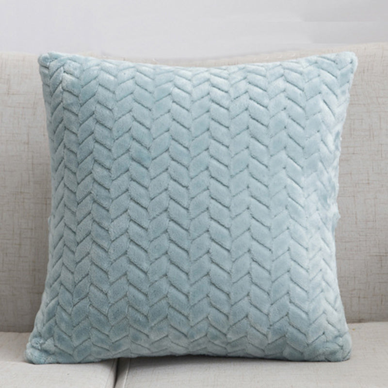 HKM-734739 Plush Solid Color Flannel Cushion Cover 45x45cm Nordic Style Sofa Pillow Case