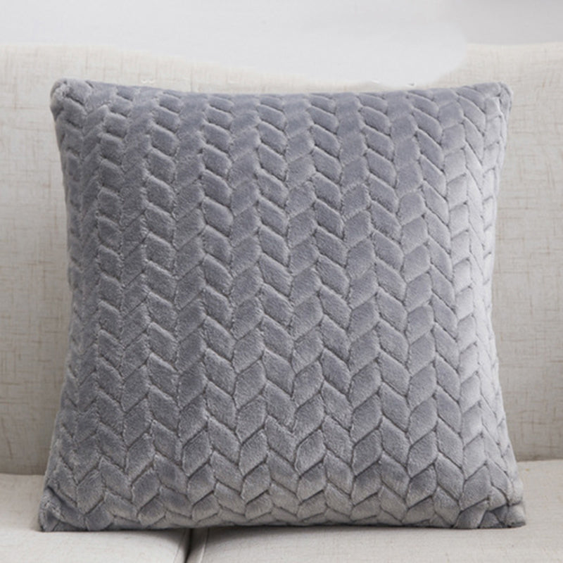 HKM-734739 Plush Solid Color Flannel Cushion Cover 45x45cm Nordic Style Sofa Pillow Case