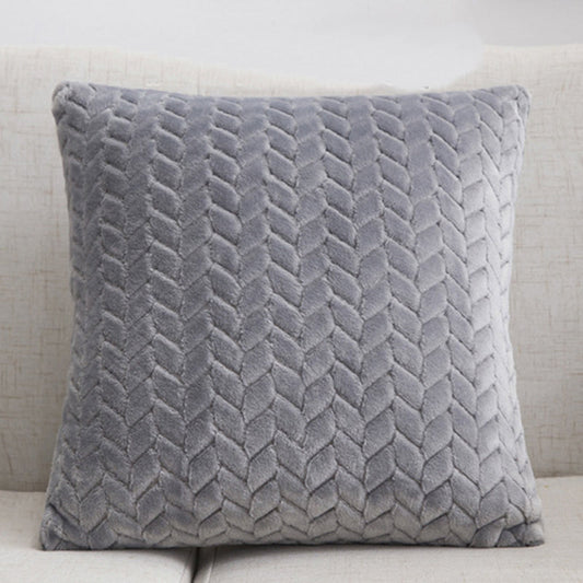 HKM-734739 Plush Solid Color Flannel Cushion Cover 45x45cm Nordic Style Sofa Pillow Case