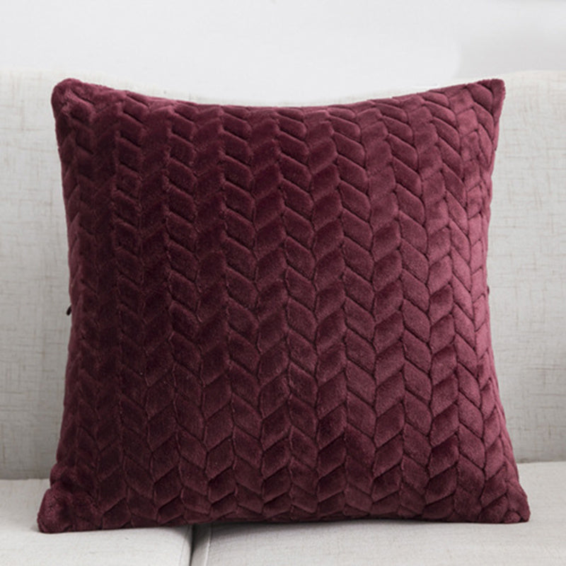 HKM-734739 Plush Solid Color Flannel Cushion Cover 45x45cm Nordic Style Sofa Pillow Case