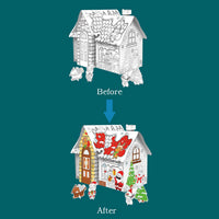 HKM-734931 3D DIY Paper Puzzle Set for Kids - Christmas House Coloring and Assembly Fun
