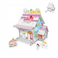 HKM-734931 3D DIY Paper Puzzle Set for Kids - Christmas House Coloring and Assembly Fun
