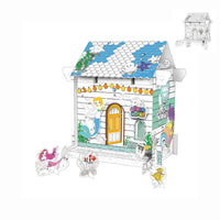 HKM-734931 3D DIY Paper Puzzle Set for Kids - Christmas House Coloring and Assembly Fun