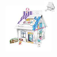 HKM-734931 3D DIY Paper Puzzle Set for Kids - Christmas House Coloring and Assembly Fun